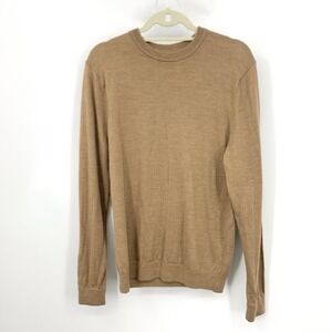 Nordstrom Men Size Large Sweater Brown Crew Pullover Top Merino Wool Knit Shirt